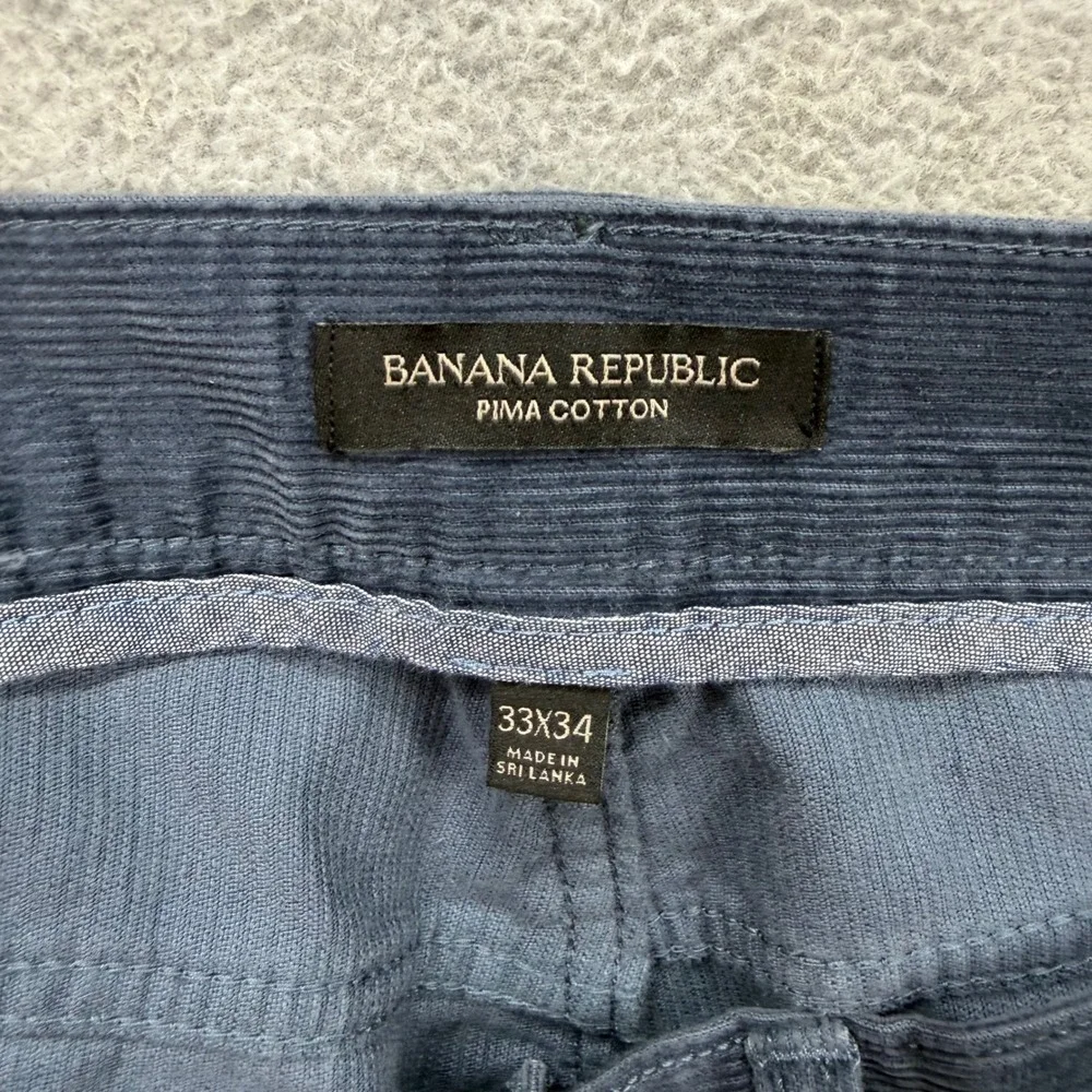 Banana Republic Corduroy Pants Mens 33x34 Blue Pima Cotton Cords Distressed‎